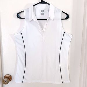 Callaway White Sleeveless Golf Athletic Polo Shirt